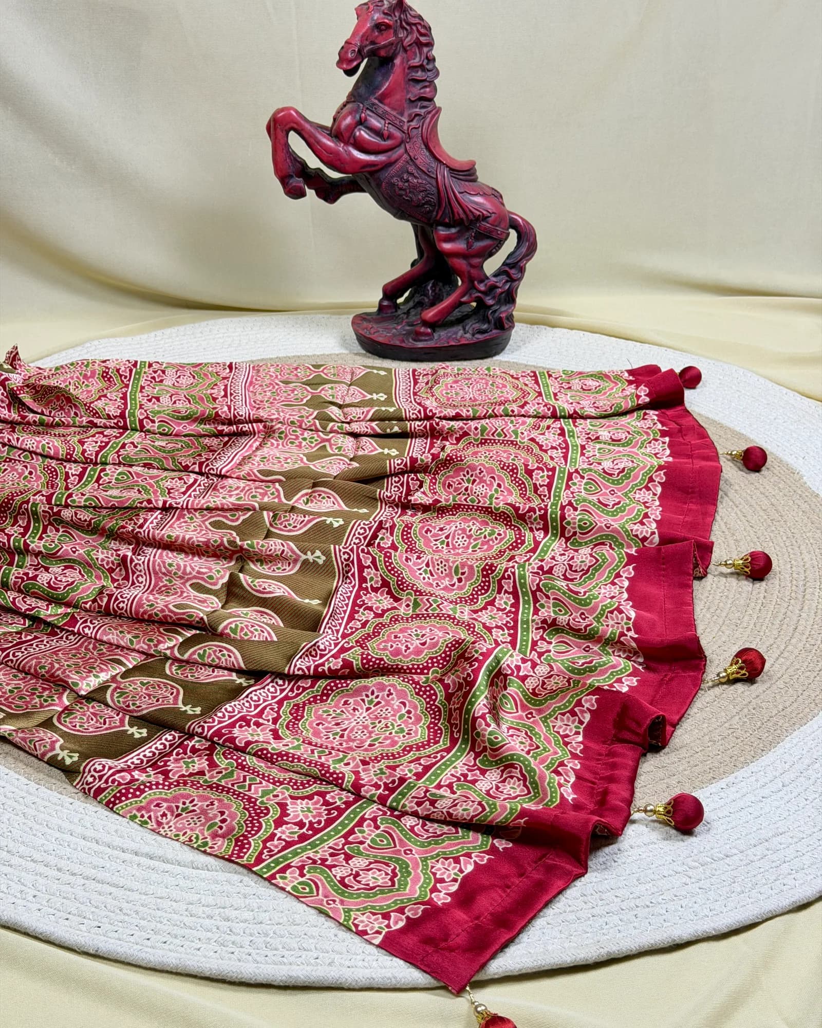 Craft detail of Modal Ajrakh Printed Saree