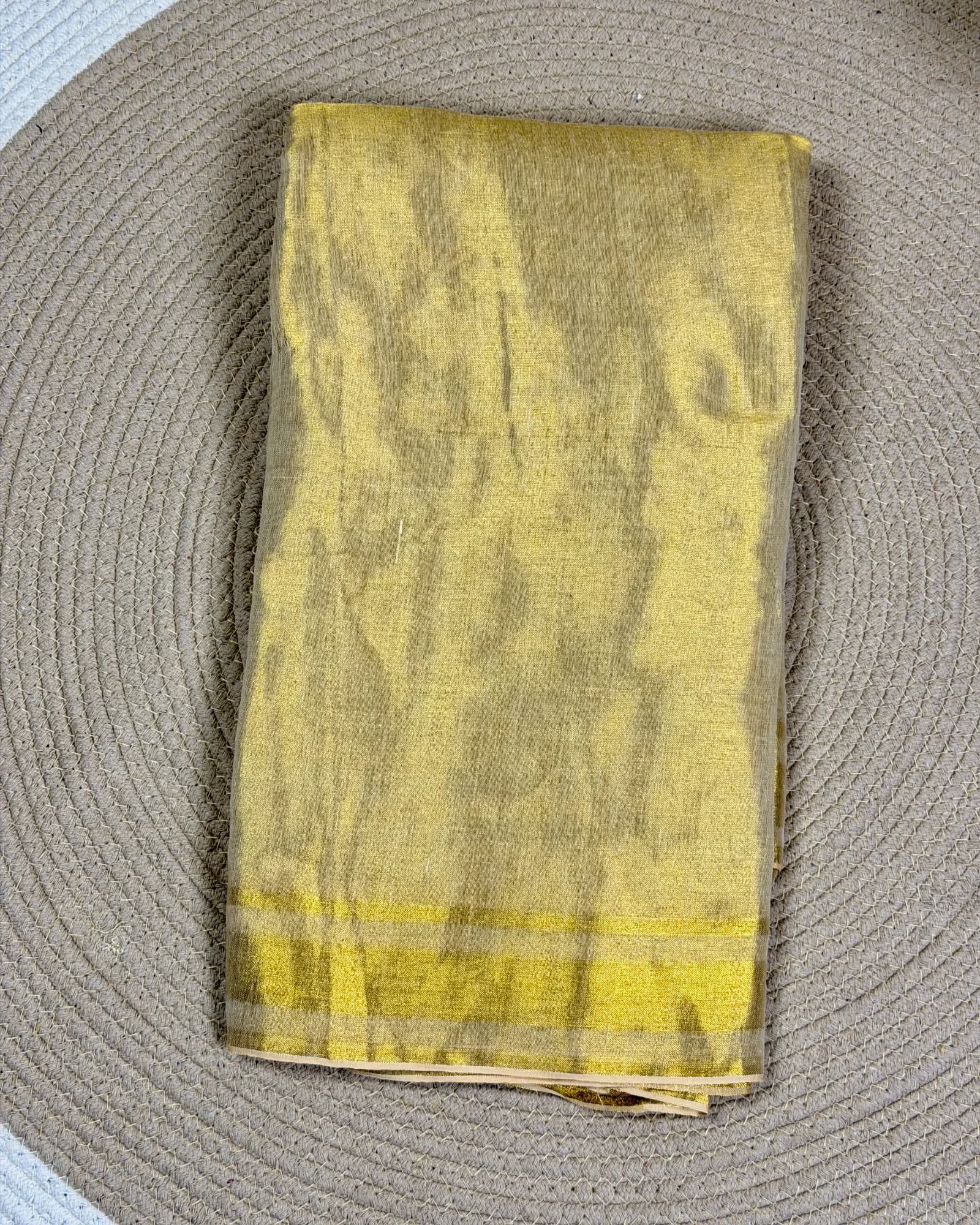 Craft detail of Golden Tissue Linen Cotton Saree