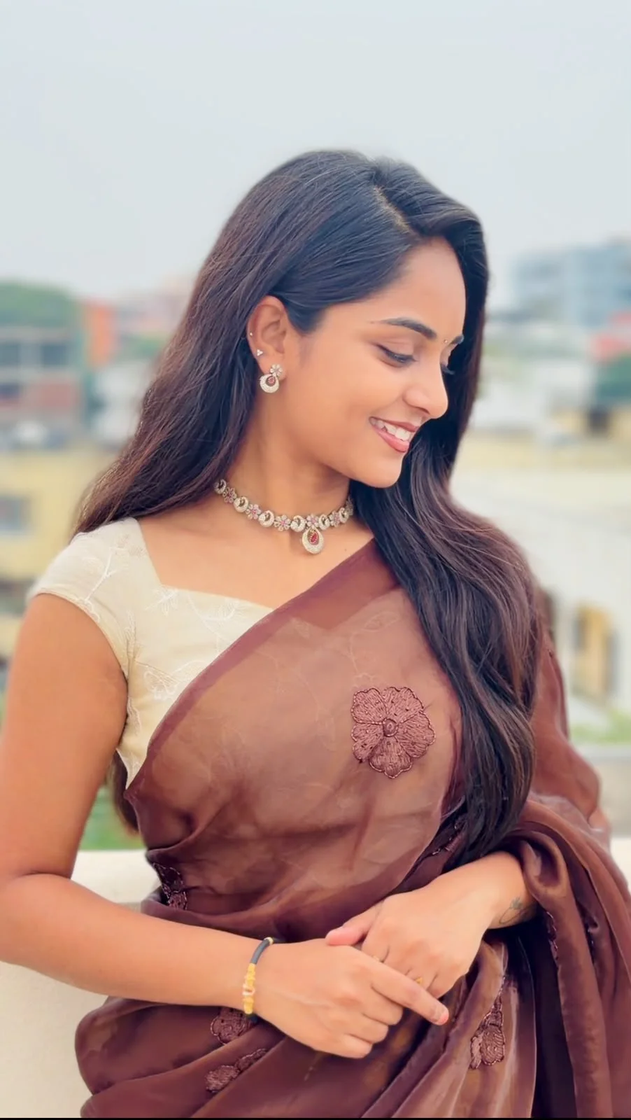 Brown Fendy silk