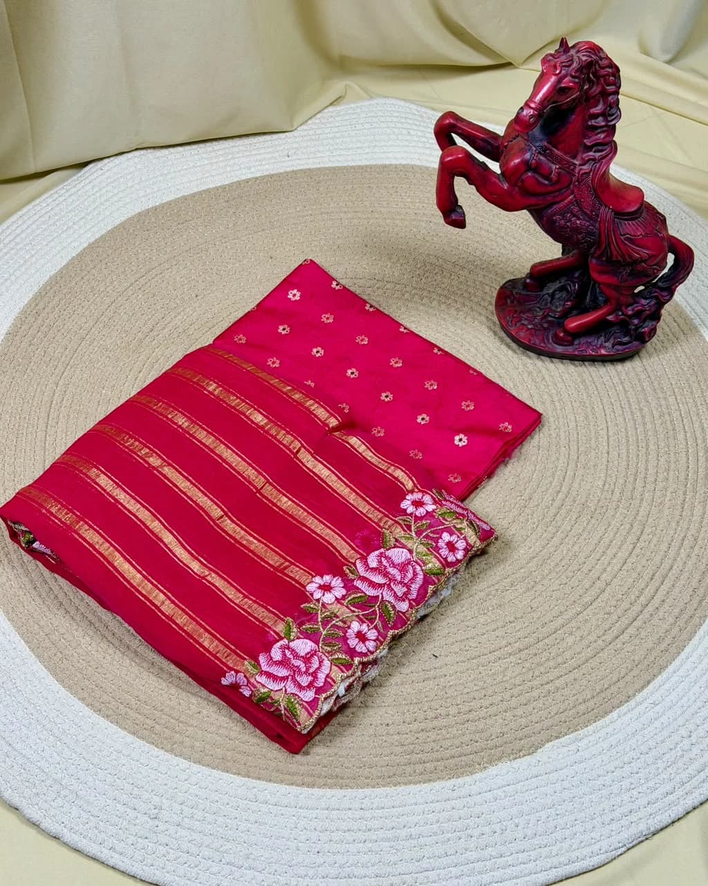 pink stripe georgete